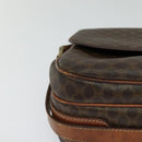 CELINE Macadam Canvas Schultertasche PVC Braun Gold Auth 128715-8