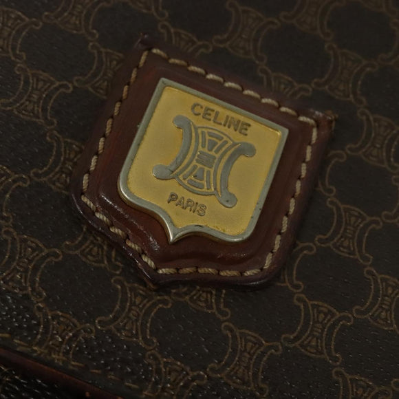 CELINE Macadam Canvas Shoulder Bag PVC Brown Gold Auth 128715