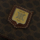 CELINE Macadam Canvas Schultertasche PVC Braun Gold Auth 128715-18