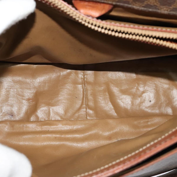 CELINE Macadam Canvas Shoulder Bag PVC Brown Gold Auth 128715