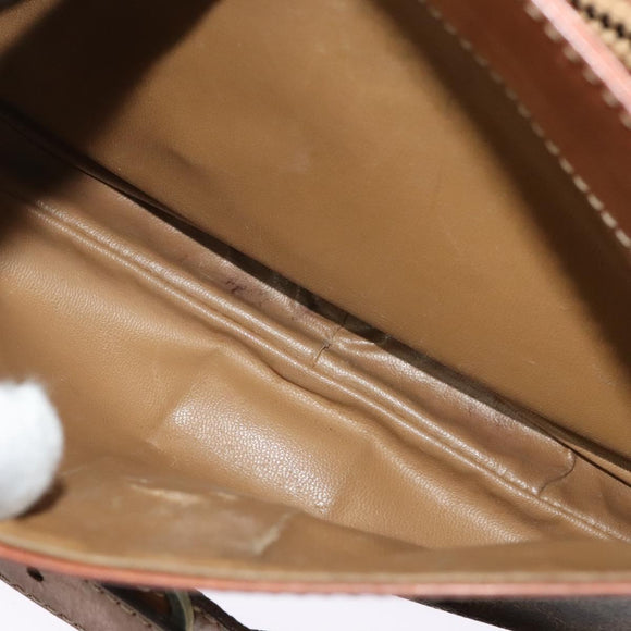 CELINE Macadam Canvas Shoulder Bag PVC Brown Gold Auth 128715