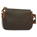 CELINE Macadam Canvas Schultertasche PVC Braun Gold Auth 128715-2