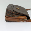 CELINE Macadam Canvas Schultertasche PVC Braun Gold Auth 128715-4