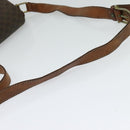 CELINE Macadam Canvas Schultertasche PVC Braun Gold Auth 128715-7