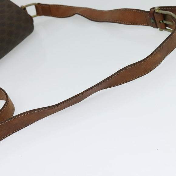 CELINE Macadam Canvas Schultertasche PVC Braun Gold Auth 128715