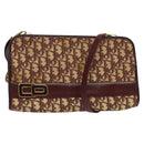 Christian Dior Trotter Canvas Shoulder Bag Red Gold Auth 128717-1