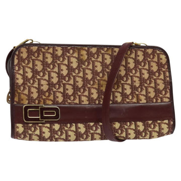 Christian Dior Trotter Canvas Shoulder Bag Red Gold Auth 128717