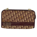 Christian Dior Trotter Canvas Shoulder Bag Red Gold Auth 128717-13