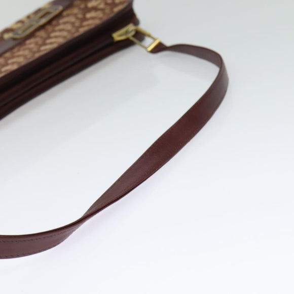 Christian Dior Trotter Canvas Shoulder Bag Red Gold Auth 128717