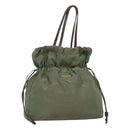 PRADA Tote Bag Nylon Green Gold Auth 128736-1