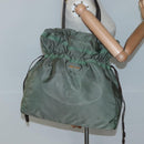 PRADA Tote Bag Nylon Green Gold Auth 128736-20