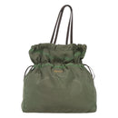 PRADA Tote Bag Nylon Green Gold Auth 128736-13