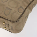 Salvatore Ferragamo Gancini Tote Bag Canvas Beige Gold Auth 128743-10