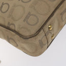 Salvatore Ferragamo Gancini Tote Bag Canvas Beige Gold Auth 128743-11