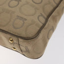 Salvatore Ferragamo Gancini Tote Bag Canvas Beige Gold Auth 128743-12