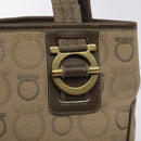 Salvatore Ferragamo Gancini Tote Bag Canvas Beige Gold Auth 128743-14