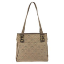 Salvatore Ferragamo Gancini Tote Bag Canvas Beige Gold Auth 128743-3