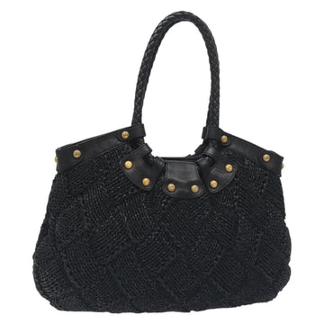 Salvatore Ferragamo Tote Bag Raffia Black Auth 128744
