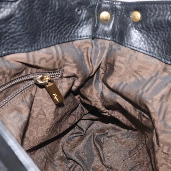 Salvatore Ferragamo Tote Bag Raffia Black Auth 128744