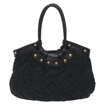 Salvatore Ferragamo Tote Bag Raffia Black Auth 128744 - 0