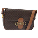 CELINE Macadam Canvas Shoulder Bag PVC Leather Brown Gold Auth 128760-1
