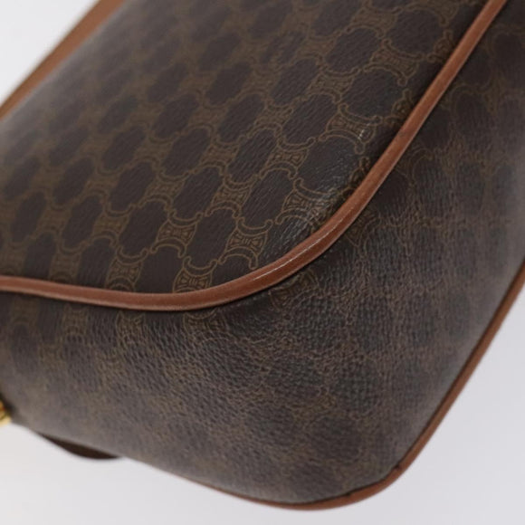 CELINE Macadam Canvas Shoulder Bag PVC Leather Brown Gold Auth 128760