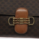 CELINE Macadam Canvas Shoulder Bag PVC Leather Brown Gold Auth 128760-17