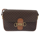 CELINE Macadam Canvas Shoulder Bag PVC Leather Brown Gold Auth 128760-13