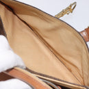 CELINE Macadam Canvas Shoulder Bag PVC Leather Brown Gold Auth 128760-12