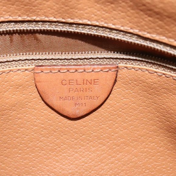 CELINE Macadam Canvas Shoulder Bag PVC Beige Gold Auth 128761