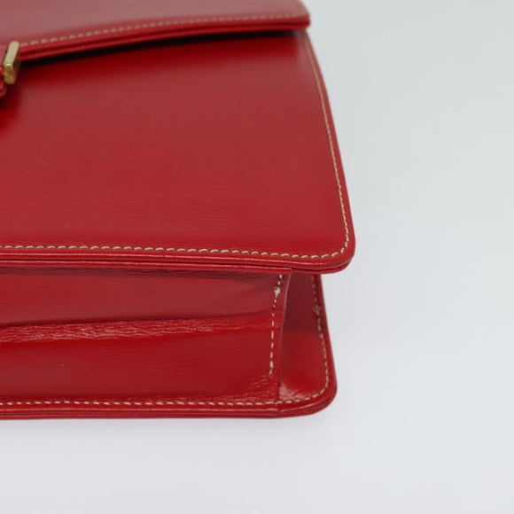 Christian Dior Chain Shoulder Bag Leather Red Gold Auth 128762