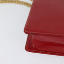 Christian Dior Chain Shoulder Bag Leather Red Gold Auth 128762-12