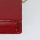 Christian Dior Chain Shoulder Bag Leather Red Gold Auth 128762-13