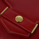 Christian Dior Chain Shoulder Bag Leather Red Gold Auth 128762-14