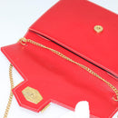 Christian Dior Chain Shoulder Bag Leather Red Gold Auth 128762-15