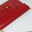 Christian Dior Chain Shoulder Bag Leather Red Gold Auth 128762-6