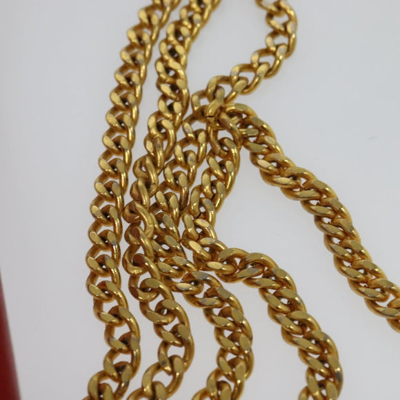 Christian Dior Chain Shoulder Bag Leather Red Gold Auth 128762