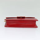 Christian Dior Chain Shoulder Bag Leather Red Gold Auth 128762-9