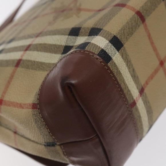 Burberrys Nova Check Shoulder Bag PVC Beige Gold Auth 128765