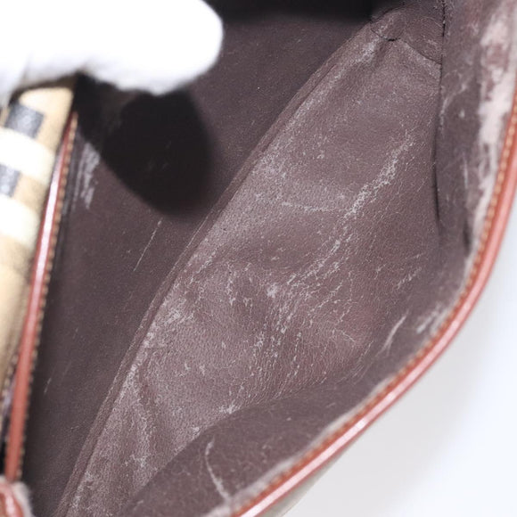 Burberrys Nova Check Shoulder Bag PVC Beige Gold Auth 128765