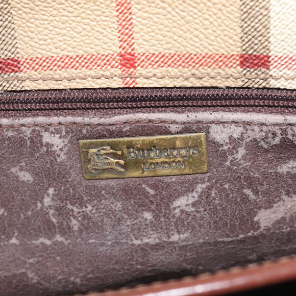 Burberrys Nova Check Shoulder Bag PVC Beige Gold Auth 128765