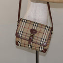 Burberrys Nova Check Shoulder Bag PVC Beige Gold Auth 128765-22