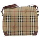 Burberrys Nova Check Shoulder Bag PVC Beige Gold Auth 128765-2