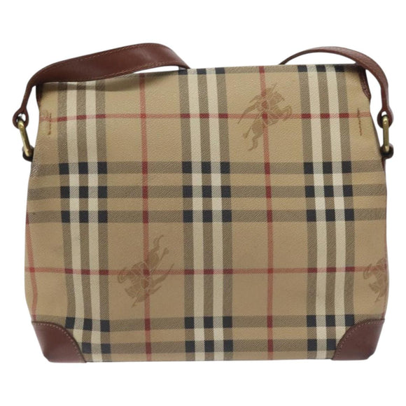 Burberrys Nova Check Shoulder Bag PVC Beige Gold Auth 128765