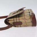 Burberrys Nova Check Shoulder Bag PVC Beige Gold Auth 128765-4