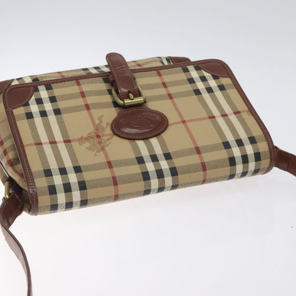 Burberrys Nova Check Shoulder Bag PVC Beige Gold Auth 128765