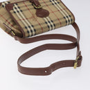 Burberrys Nova Check Shoulder Bag PVC Beige Gold Auth 128765-7