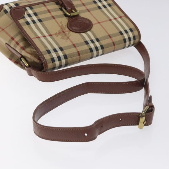 Burberrys Nova Check Shoulder Bag PVC Beige Gold Auth 128765
