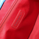 CHANEL Chain Tote Bag Patent leather Blue Silver CC Auth 128767-18