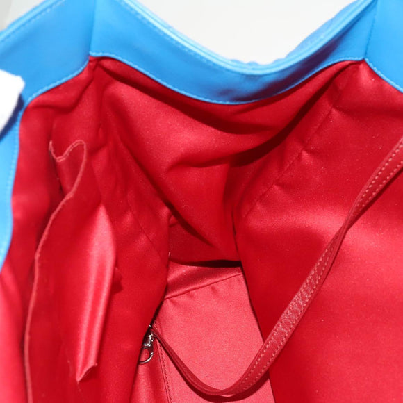 CHANEL Chain Tote Bag Patent leather Blue Silver CC Auth 128767